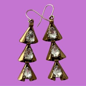 J. Crew Earrings, gold with diamond gems